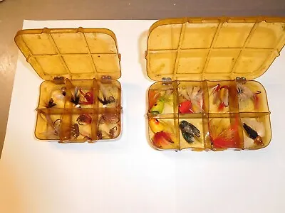 Vintage Lures Fishing Flys Poppers...25 Total In 2 Vintage Storage Bins • $25