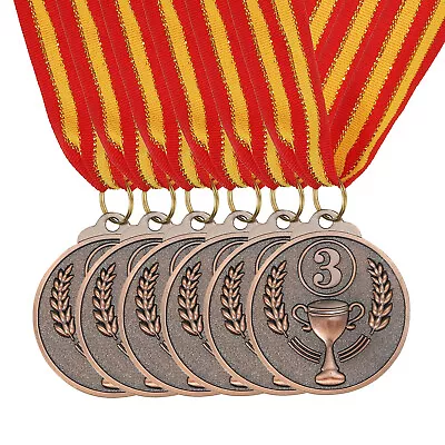 6Pcs 2 Inch Olympic Style Bronze Award Medals With Ribbon 3rd Prize • £12.06