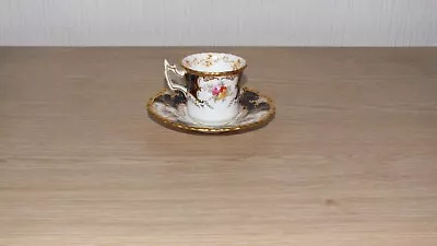 Coalport Cup & Saucer Jays ? Batwing Handle Antique Cobalt Blue /gold Demi Tasse • £24.95