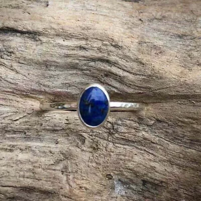 Lapis Lazuli Stone Ring Handmade 925 Silver Statement Dinty Ring All Size MK1186 • $13.69