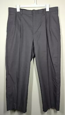 L.L. Bean Mens Pleated Classic Fit Cotton Slacks Size 37x27 Gray Wide Legged • $16.99