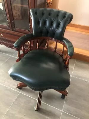 Chesterfield  Captains Executive CEO Director Desk Office Chair - Dark Green • $995