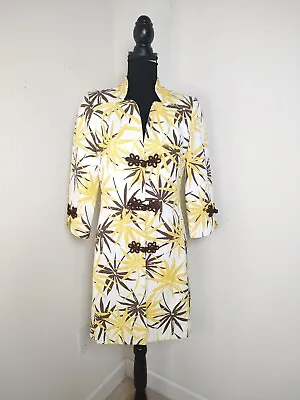 Milly Of New York Tropical Palm  Womens  Long  Jacket SZ 8 MADE  IN USA • $75
