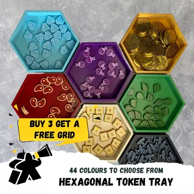 3D Printed Hexagonal Board Game Token Holder - FREE GRID WHEN YOU BUY 3 • £3