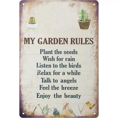 My Garden Rules Metal Tin Sign Vintage Wall Decoration Home Garden Kitchen Art  • $15.99