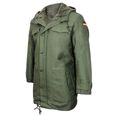 Olive German Army Parka With Liner - Winter Coat Fleece Lined Hood Repro New • $274.95