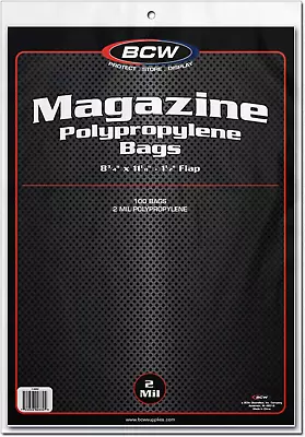 Magazine Bags 1 Pack Of 100  Acid Free Crystal Clear Polypropylene Sleeves NEW  • $14.88