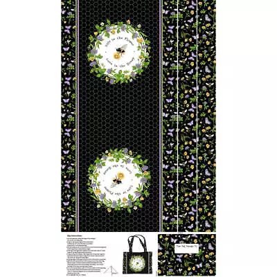 Honey & Clover Canvas Tote Bag Panel-Northcott Fabrics • $13.95