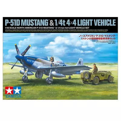 Tamiya 25205 P-51D Mustang & 4x4 Light Vehicle 1:48 Scale Kit • £33.95