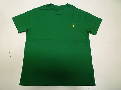 Polo Ralph Lauren Boys Cotton T Shirt Top Dark Green Yellow Pony Crew Neck - New • £11.95