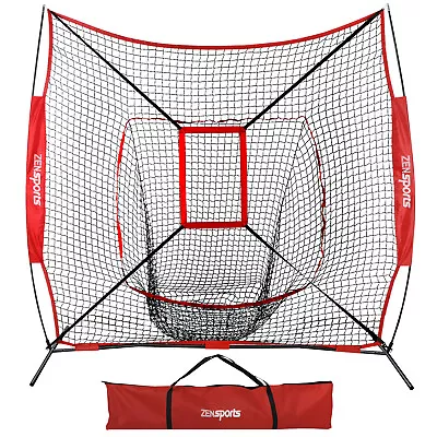 7'×7' Baseball Softball Practice Net Hitting Pitching Training Net W/Strike Zone • $41.58