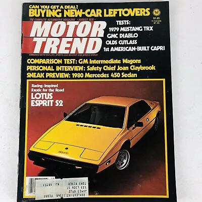 VTG Motor Trend Magazine August 1978 Gmc Diablo Mustang TRX Lotus Esprit S2 • $12.99