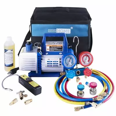 $138.99 • Buy 4 CFM Vacuum Pump HVAC Refrigeration AC Manifold Gauge R134A R502 Kit ETL Listed