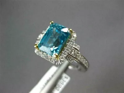 3Ct Emerald Cut Simulated Diamond Blue Topaz Weeding Ring 925 Silver Gold Plated • $118.14