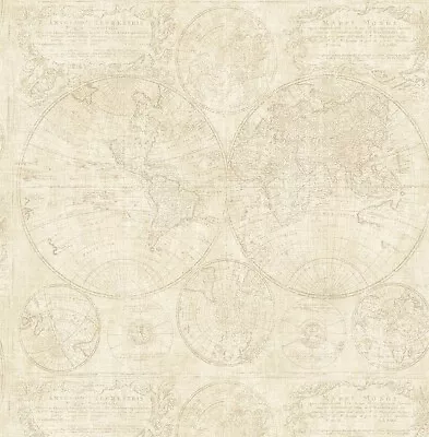 Beige World Map Unpasted 27  Wallpaper TL31905 • $26.79