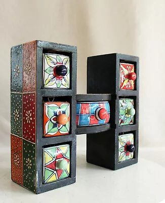 Mini Chest Of Drawers Wooden Drawer Ceramic Furniture Colorful Decoration • $125