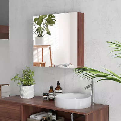 Double Door Bathroom Mirrored Cabinet Wall-Mount Medicine Storage 63Wx60H Cm • £49.99