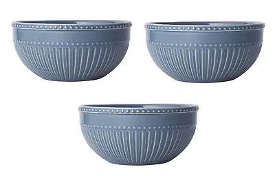 Mikasa Italian Countryside Fluted Blue Cereal Bowls 6.25  Set Of 3 • $35.99
