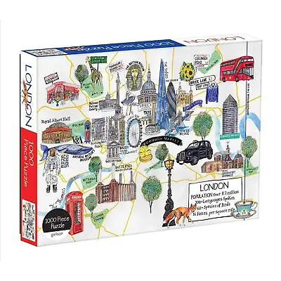 London Map Jigsaw Puzzle 1000 Pieces City Landmarks Buildings Parks Icons • £12.99