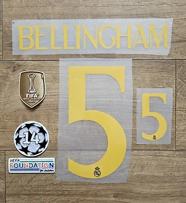 Bellingham #5 Nameset Champions League Patch Real Madrid 2023-2024 Player Size • £16.50