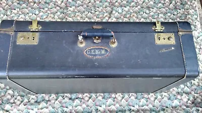 Antique G.E.McM Briefcase Travel Bag Unisex  Dark BLue Free Shipping • $59.99