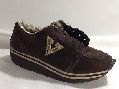 Volatile Animation Girls Size 4 Youth Platform Sneaker Shoes Brown Suede Leather • $29.99