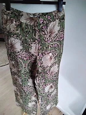 H&m William Morris Pattern Wide Leg Trousers Size Euro 38 Uk 10 • £19.99