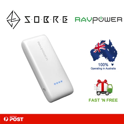$52.95 • Buy RAVPower 12000mAh 2 USB Port External Battery Power Bank Portable Charger WHITE