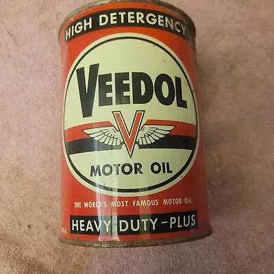 Vintage 1 Quart Empty Oil Can VEEDOL HEAVY DUTY PLUS • $100