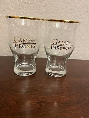 Game Of Thrones DrinkingGlasses Beer Mugs Gold Tone Lettering On Rim Set Of 2 • £6.64