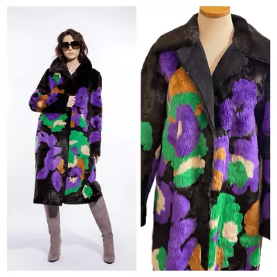 NWT Marc Cain Colorful Reversible Fur Coat Jacket Size N1 Small Medium Large New • $749.99