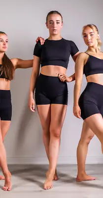 Silky Activewear Seamless Crop Top Dance Gym Fitness Yoga Pilates Black • £20
