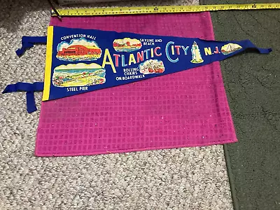 VINTAGE Atlantic City NJ New Jersey SOUVENIR Banner PENNANT Flag - Fast Shipper • $18.69