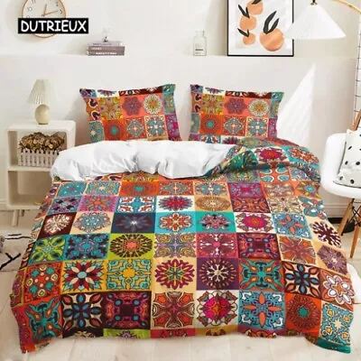 Bohemian Bedding Set Boho Flowers Duvet Cover Exotic Nationality Pillowcases • $84.23