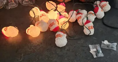 Vintage Christmas Santa Claus Plastic String Lights 2 Sets Of 10-All Working • $30