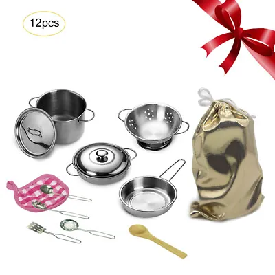 $17.09 • Buy Play Kitchen Accessories Mini Stainless Steel Play Pots And Pans Toys For Kids