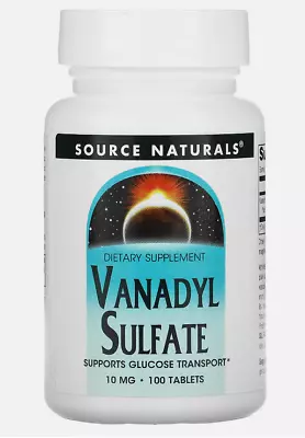 Source Naturals Vanadyl Sulfate 10 Mg 100 Tablets Dairy-Free Egg-Freeexp 05/25 • $9.99