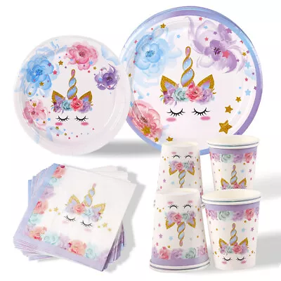 $4.94 • Buy Unicorn Tableware Set Party Supply Girls Favor Birthday Decors Range Baby Shower