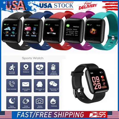 $8.45 • Buy Waterproof Sport Smart Watch Bracelet Heart Rate Blood Pressure Fitness Tracker