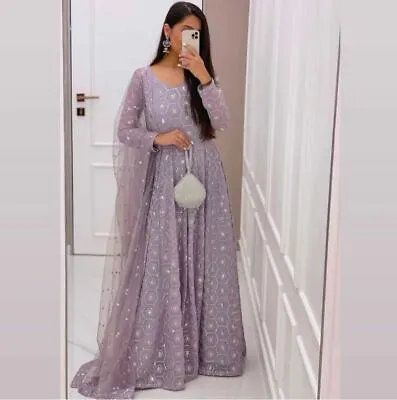 £43.26 • Buy Faux Georgette Gown Salwar Kameez Wedding Party New Indian Pakistani Wear Dress