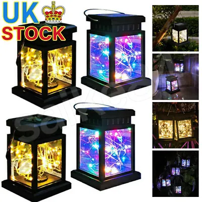 Solar Powered LED Hanging Lantern Lights Waterproof Outdoor Garden Lawn Lamp UK • £18.73