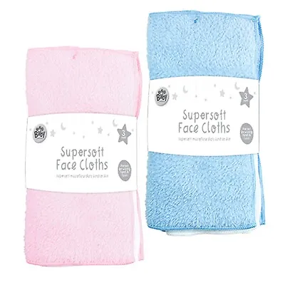 Pack Of 3 Baby Face Towels Clothes Flannel Wash For Sensitive Baby Skin Wipes • £8.99