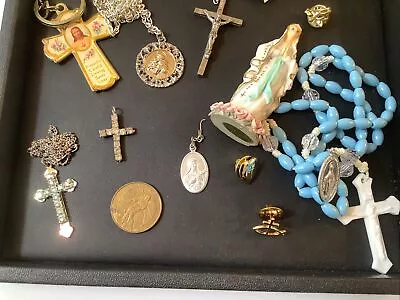 Vintage To Now Religious Catholic Rosary & Medals Junk Drawer Lot 805 • $39.95