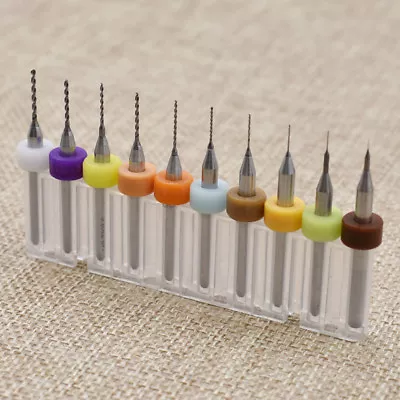 Carbide Micro   Drill Bits Set Jewelry Rotary Tool Craft 0.1mm-1.0mm 10 Pcs • £1.88