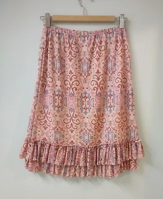 Vintage 90's CLIO Ruffled Mini Skirt Moroccan Boho Print Deadstock Tags  S/M • $11.99