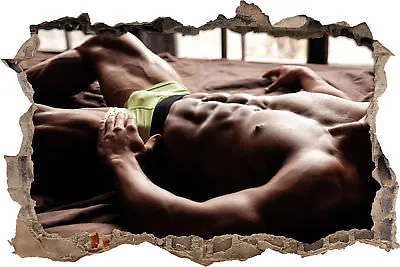 Muscular Man In Bed - 3D Look Breakthrough Wall Tattoo Sticker Sticker • £21.65