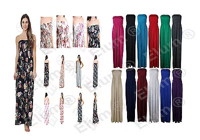 £6.49 • Buy Womens Ladies Sheering Boobtube Bandeau Long Summer Strapless Maxi Dress 8-22