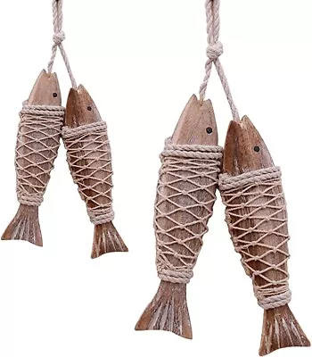 $30.75 • Buy Wooden Fish Wall Decor Rustic Nautical Fish Decor Beach Theme Home Decoration