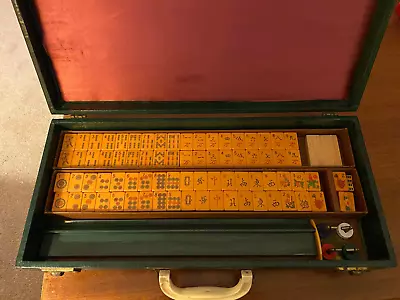 Super Nice Vintage Mahjong Bakelite Set With Case - 152 Tiles - 4 Trays (#1482) • $300