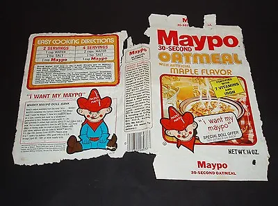 1981 Maypo Cereal Box Paper Wrapper W/ Marky Maypo Ad Figure Offer • $75